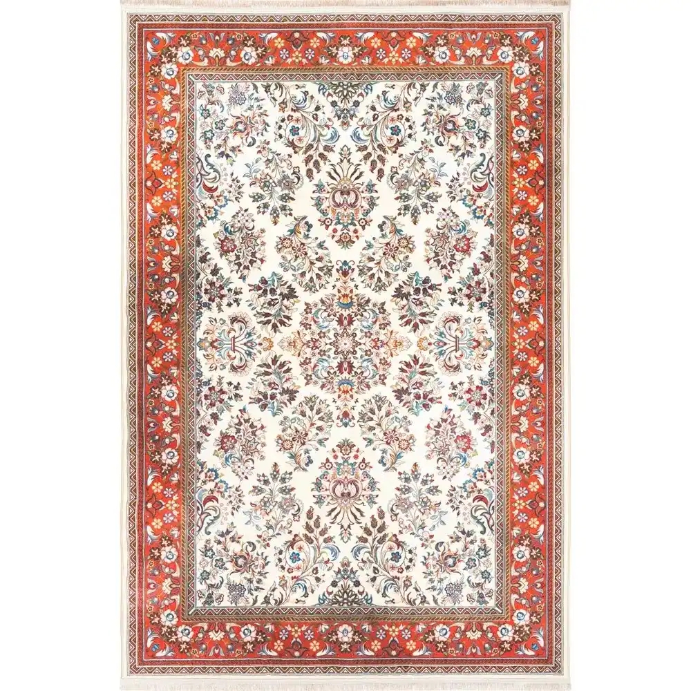 فرش ماشینی سنتی طرح 100355 کرم 1000 شانه
